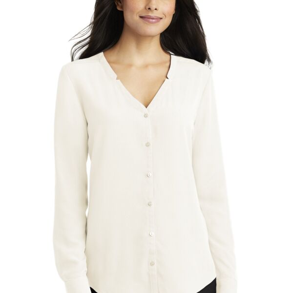 LW700 Ladies Long Sleeve Button Front Blouse Thumbnail