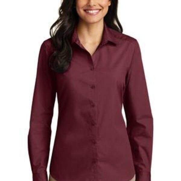 Ladies Long Sleeve Carefree Poplin Shirt Thumbnail