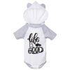 Fine Jersey Infant Short Sleeve Raglan Bodysuit with Hood & Ears Thumbnail