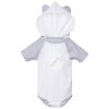 Fine Jersey Infant Short Sleeve Raglan Bodysuit with Hood & Ears Thumbnail