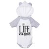 Fine Jersey Infant Short Sleeve Raglan Bodysuit with Hood & Ears Thumbnail